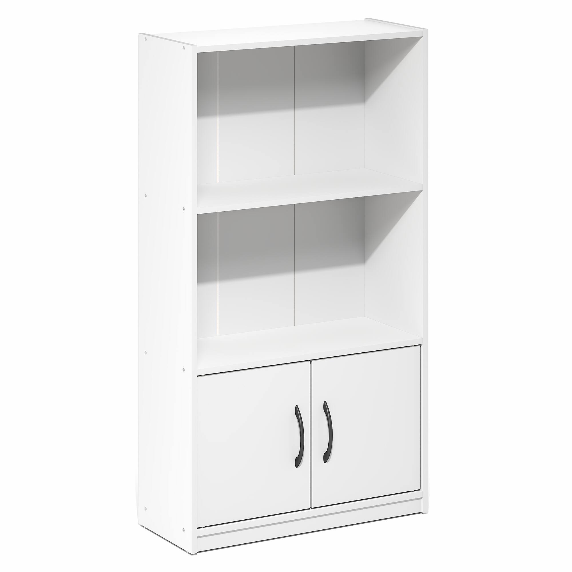 Alt View 5. Furinno - GRUEN Book Shelf, 3-Tier Bookshelf, Bookcase with Open Shelf and Doors Storage Cabinet, 9.3 x 21.8 x 39.5 - White.