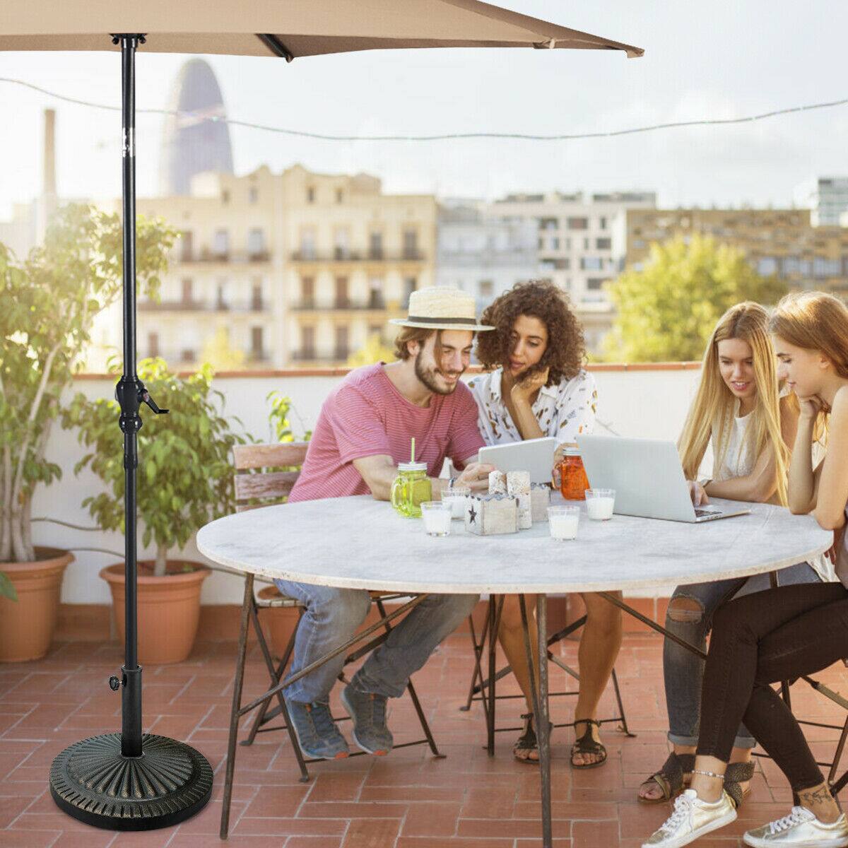 Alt View 2. Gymax - Gymax 30LBS Round Patio Market Umbrella Base Heavy-Duty Outdoor Stand - Black.