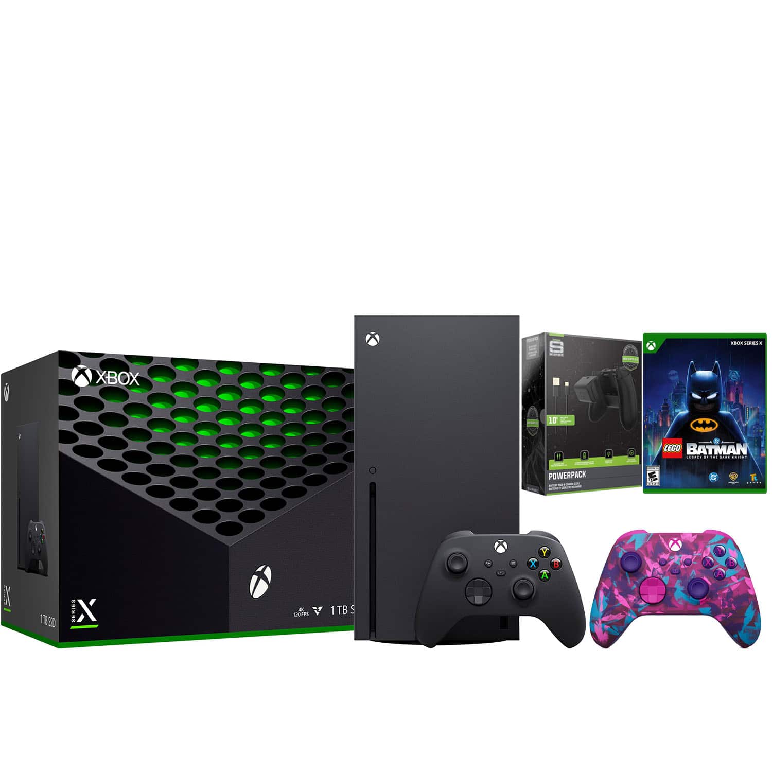 Xbox Series X 1TB Disc Console with LEGO Batman, Extra Controller and Battery Pack Bundle