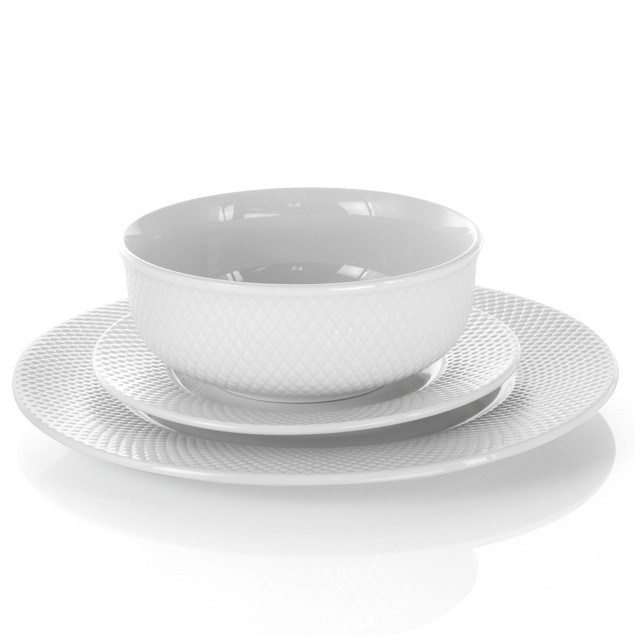Alt View 4. Elama - Elama Maisy 18 Piece Round Porcelain Dinnerware Set in White - White.
