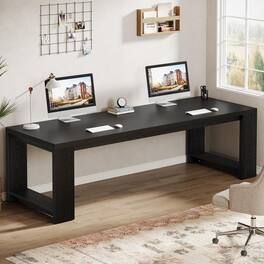 Tribesigns - Two Person Desk, 86.6-Inch Extra Long Desk, Double Office Desk - Black