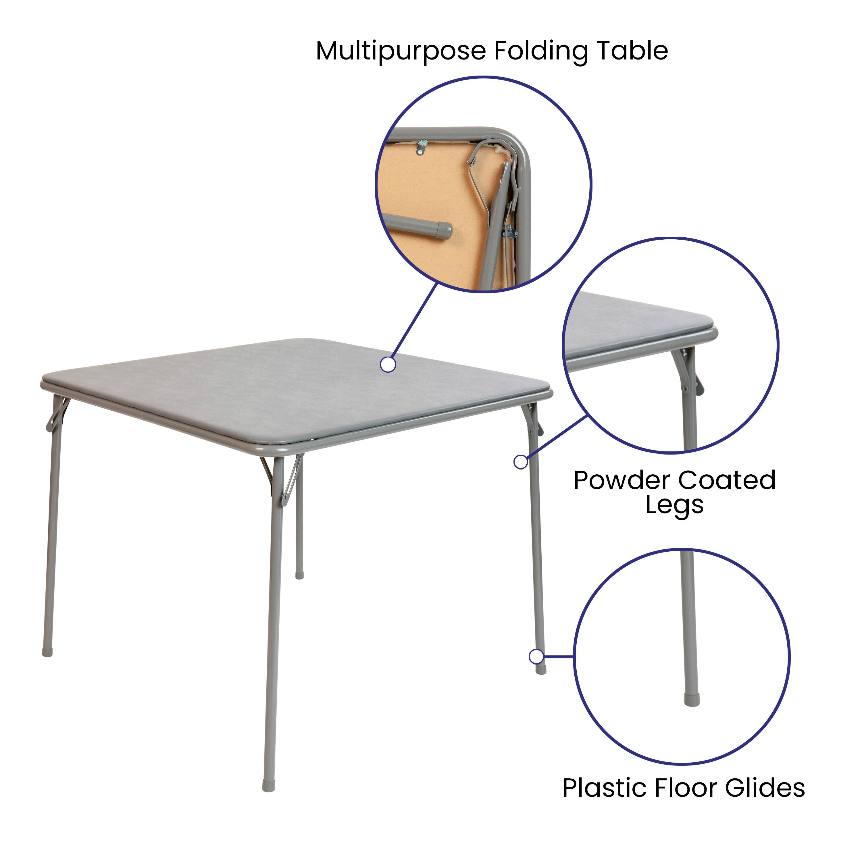 Multipurpose Folding Table  
Powder Coated Legs  
Plastic Floor Glides