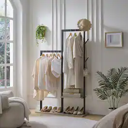 Kings Brand Furniture - Freestanding Coat Rack with Storage Shelves and Hooks, Hall Tree Entryway Organizer - MULTI/OTHER CLRS