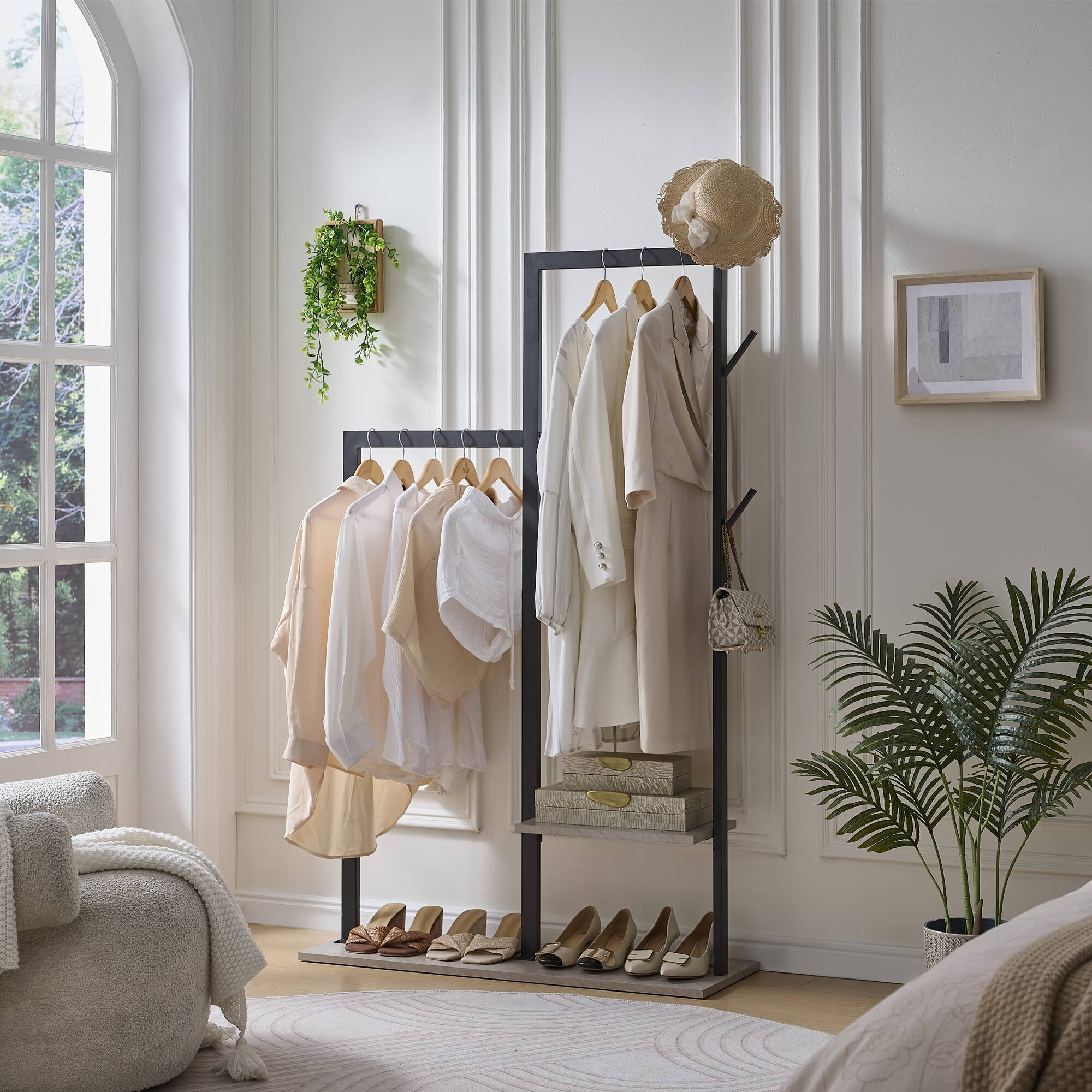 Kings Brand Furniture - Freestanding Coat Rack with Storage Shelves and Hooks, Hall Tree Entryway Organizer - MULTI/OTHER CLRS