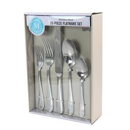 Martha Stewart - Sutton 20 Piece Stainless Steel Flatware Set - Silver