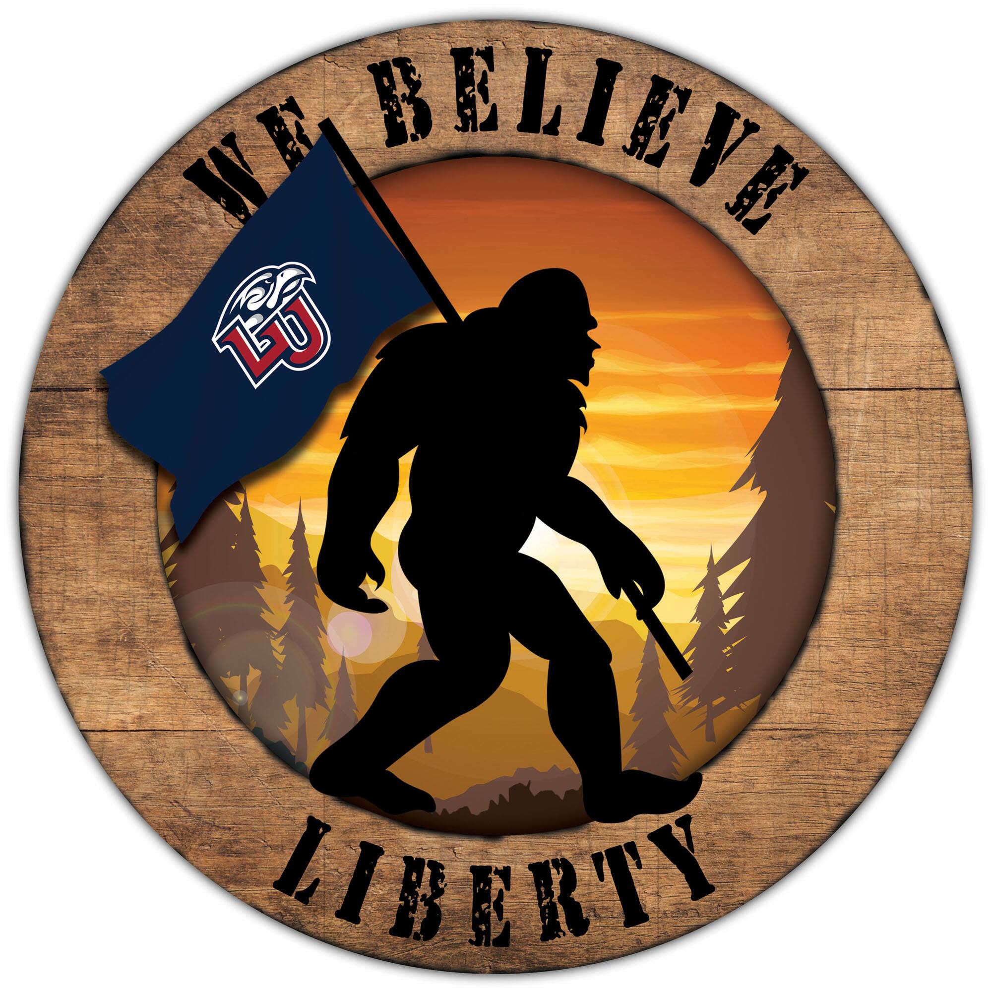 Liberty Flames 12'' We Believe Bigfoot Circle Sign