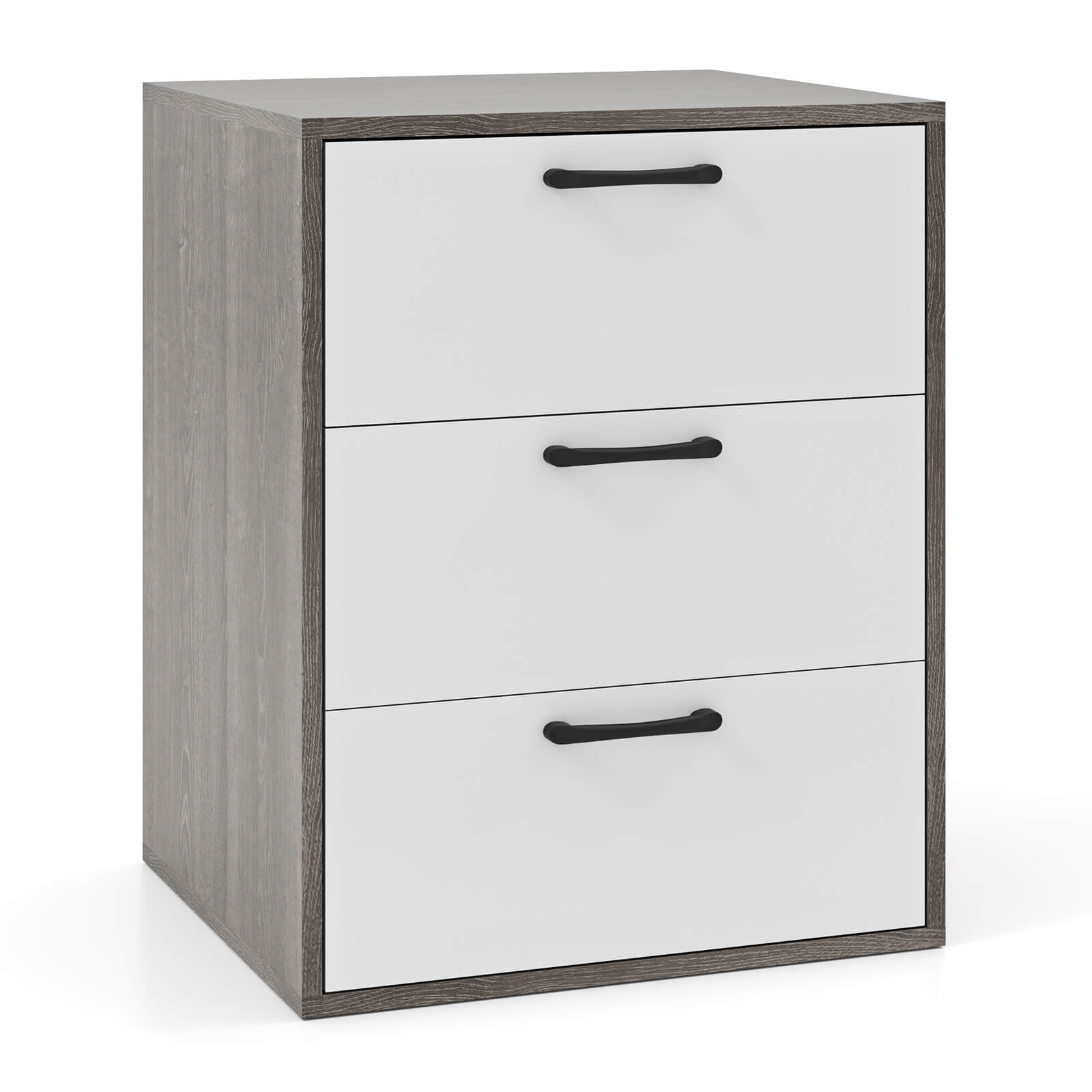 Alt View 9. Costway - Costway 1 PCS 3 Drawer Dresser Chest of Drawer Storage Cabinet with Wide Storage Space Organizer - Gray+White.