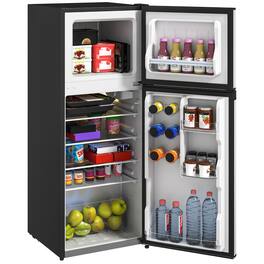 Homcom - 4CuFt Double Door Mini Fridge Freezer w/Adjustable Thermostat & Reversible Door, for Bedroom/Dorm - Silver