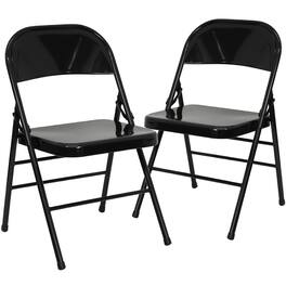 Emma + Oliver - 2 Pack Home & Office Portable Party Events Steel Metal Folding Chair - Black