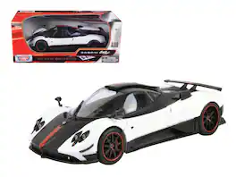 Pagani Zonda 5 Cinque 1/18 Diecast Model Car by Motormax - White And Black