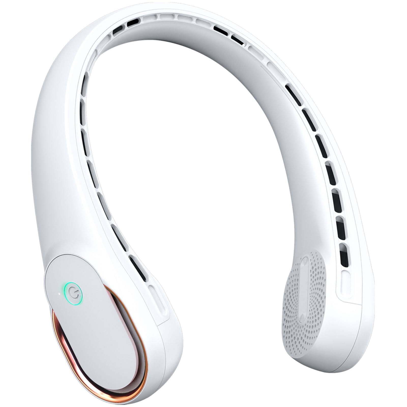 PRIMEPLUS - Neck Fan Portable 4000mAh 360° Dual Airflow No Tangle Fast Charge Long Runtime Gift for Men Women - White