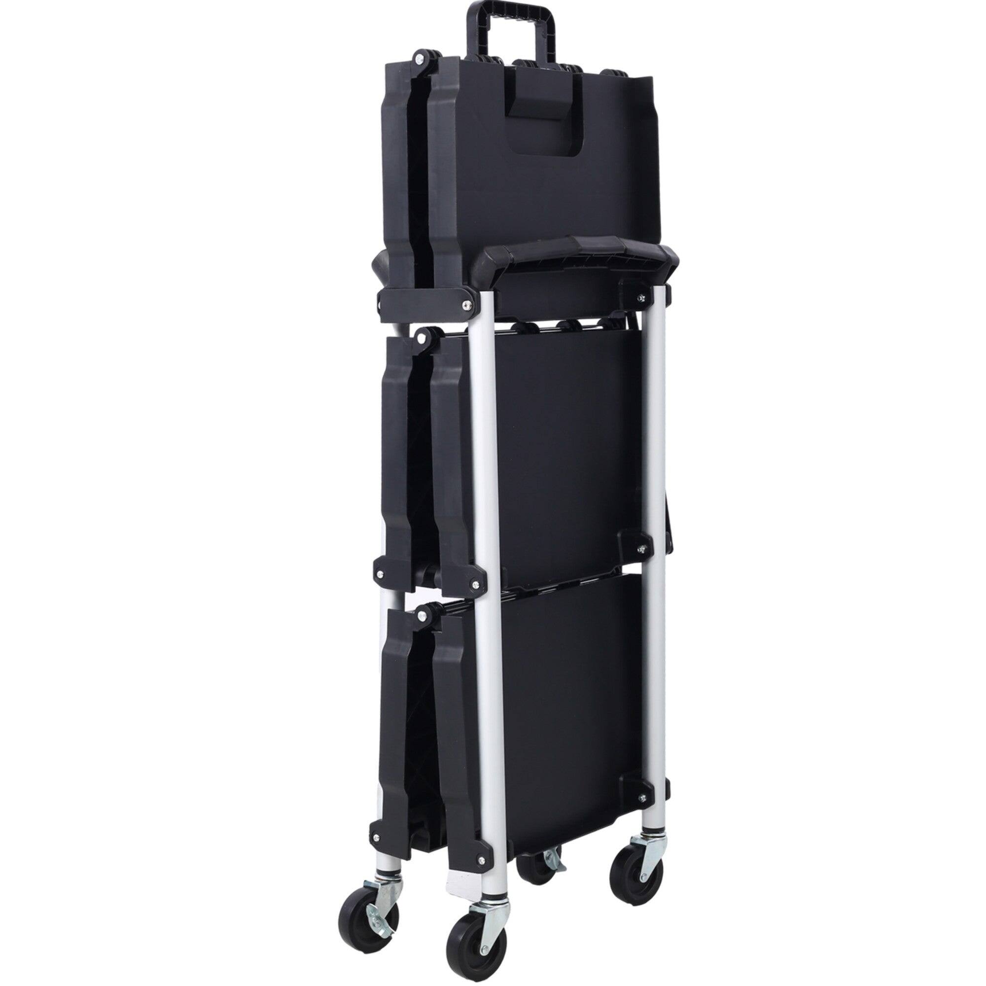 Alt View 5. Boyel Living - 3 Shelf Collapsible 4 Wheeled Multi Purpose Utility Cart 150lb Capacity Black Silver - Black.