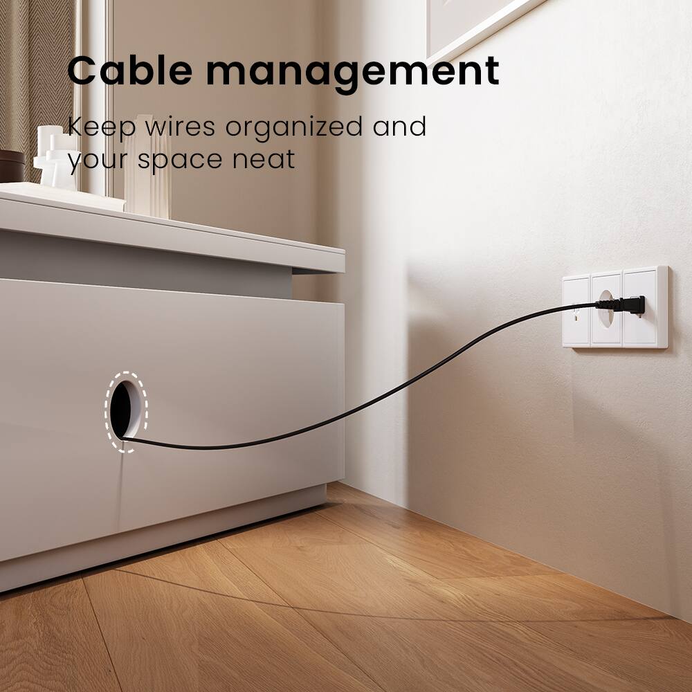 Cable management  
Keep wires organized and your space neat
