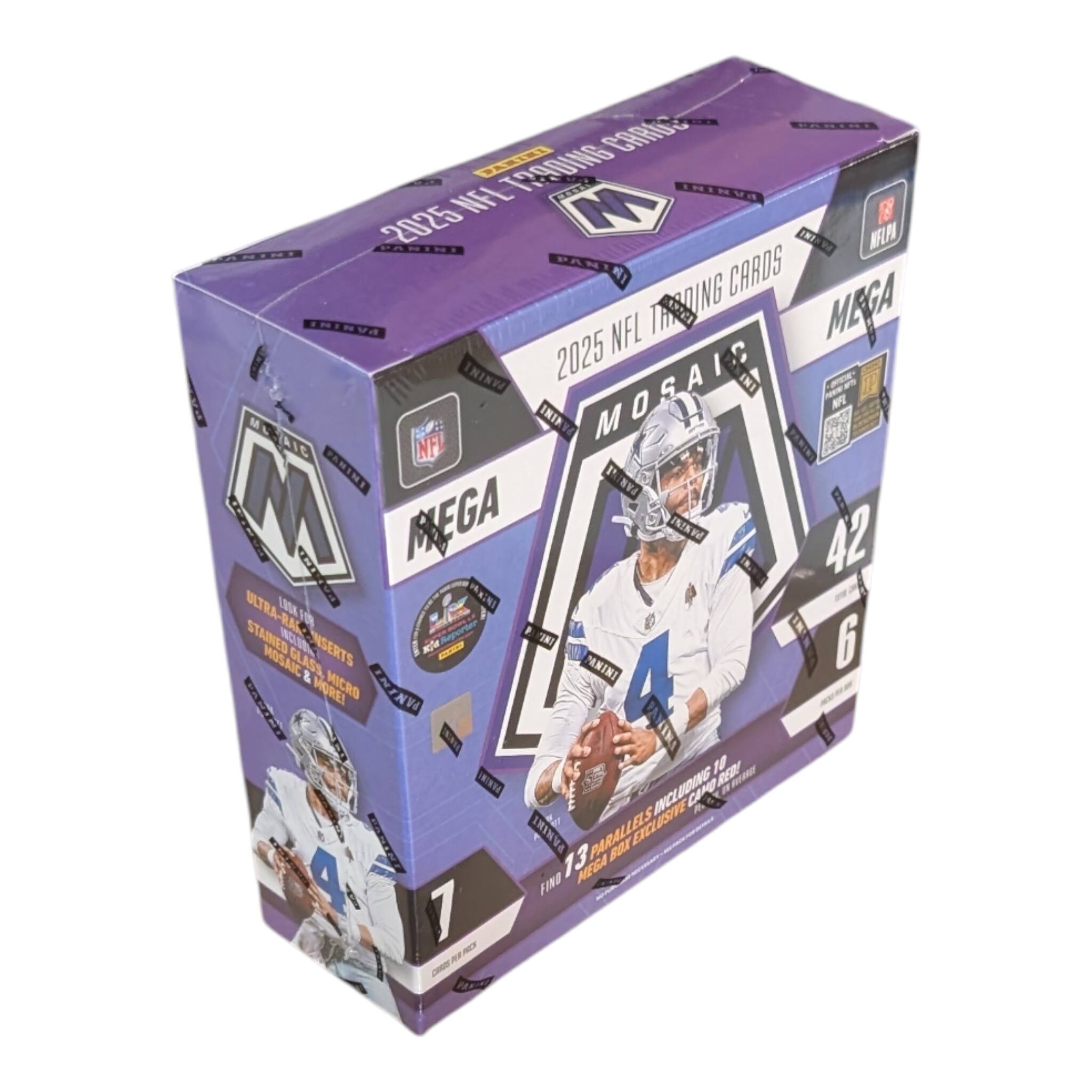 2025 NFL Trading Cards  
Mosaic  
Mega  
Ultra-Rare Stained Glass & Micro Mosaic Inserts  
13 Box Finds Including Camo Parallels & More  
Panini