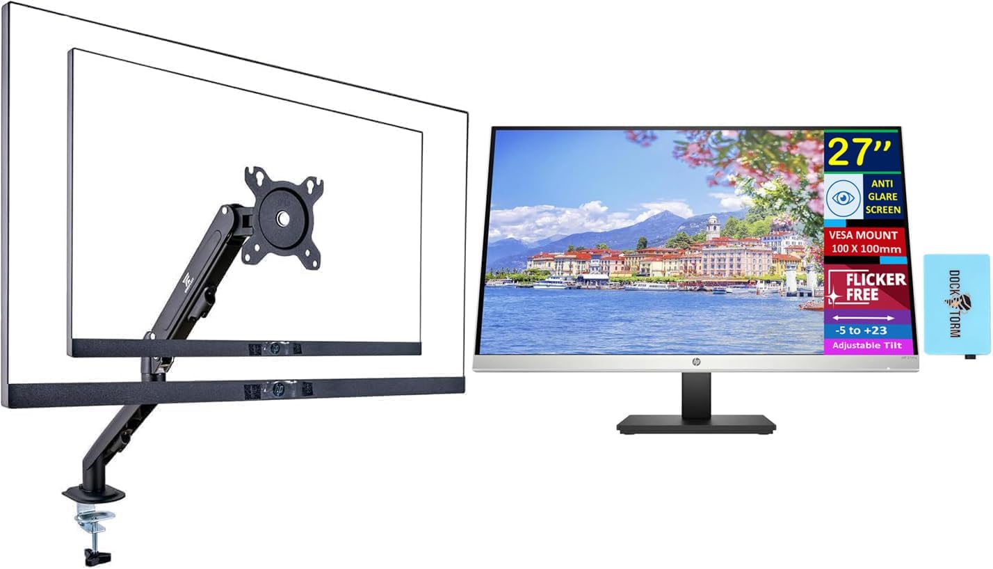 27" Anti Glare Screen  
VESA Mount 100 x 100mm  
Flicker Free  
-5 to +23 Adjustable Tilt  
Dock Torm