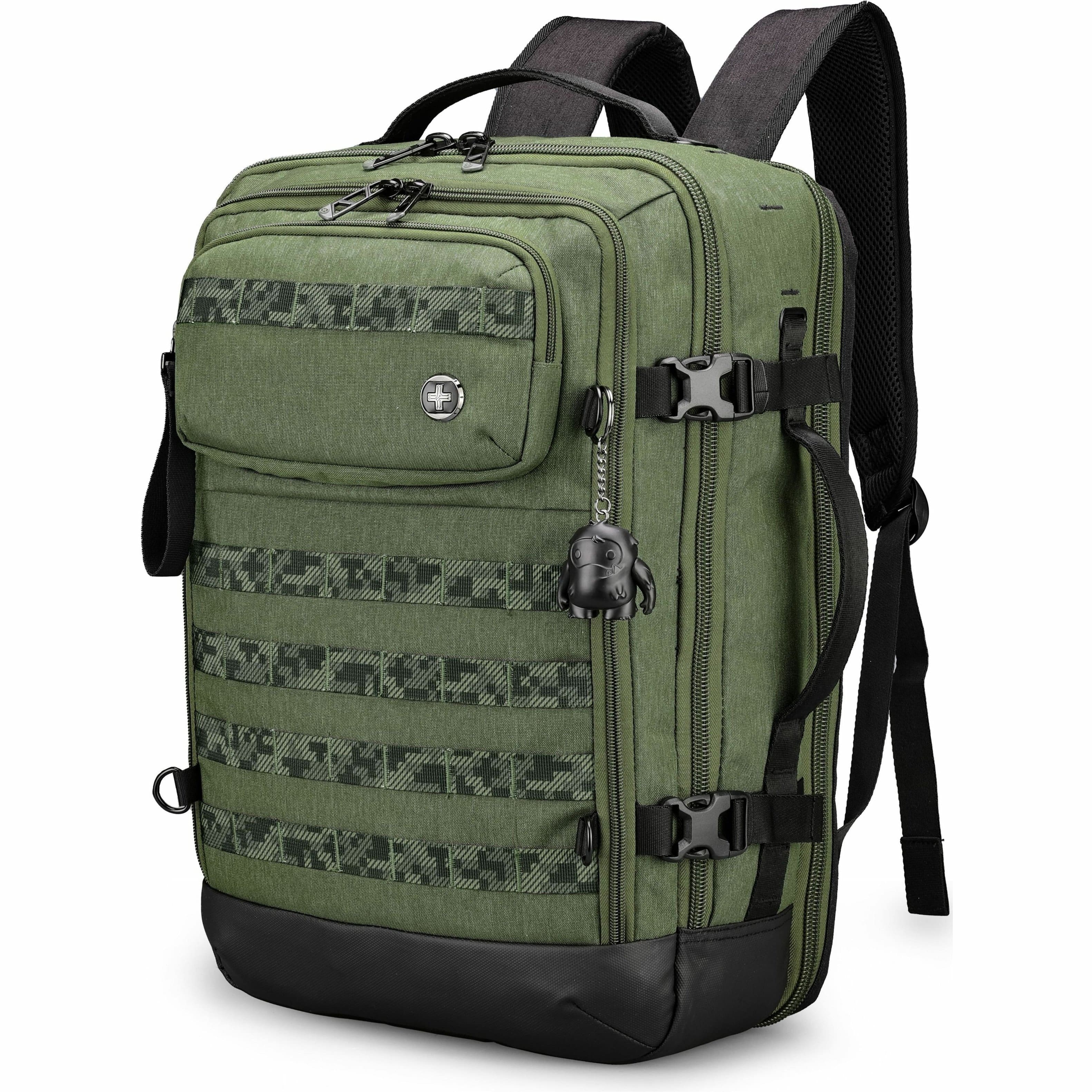 Front. Swissdigital Design - BERG PRO TSA-Friendly Backpack With USB Charging Port RFID Protection and Fits Up to 17″ Laptop - Dark Green.