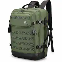 Swissdigital Design - BERG PRO TSA-Friendly Backpack With USB Charging Port RFID Protection and Fits Up to 17″ Laptop - Dark Green - Front_Zoom