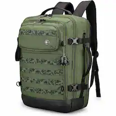 Front. Swissdigital Design - BERG PRO TSA-Friendly Backpack With USB Charging Port RFID Protection and Fits Up to 17″ Laptop - Dark Green.