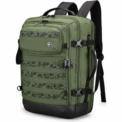 Front. Swissdigital Design - BERG PRO TSA-Friendly Backpack With USB Charging Port  RFID Protection and Fits Up to 17″ Laptop - Dark Green.