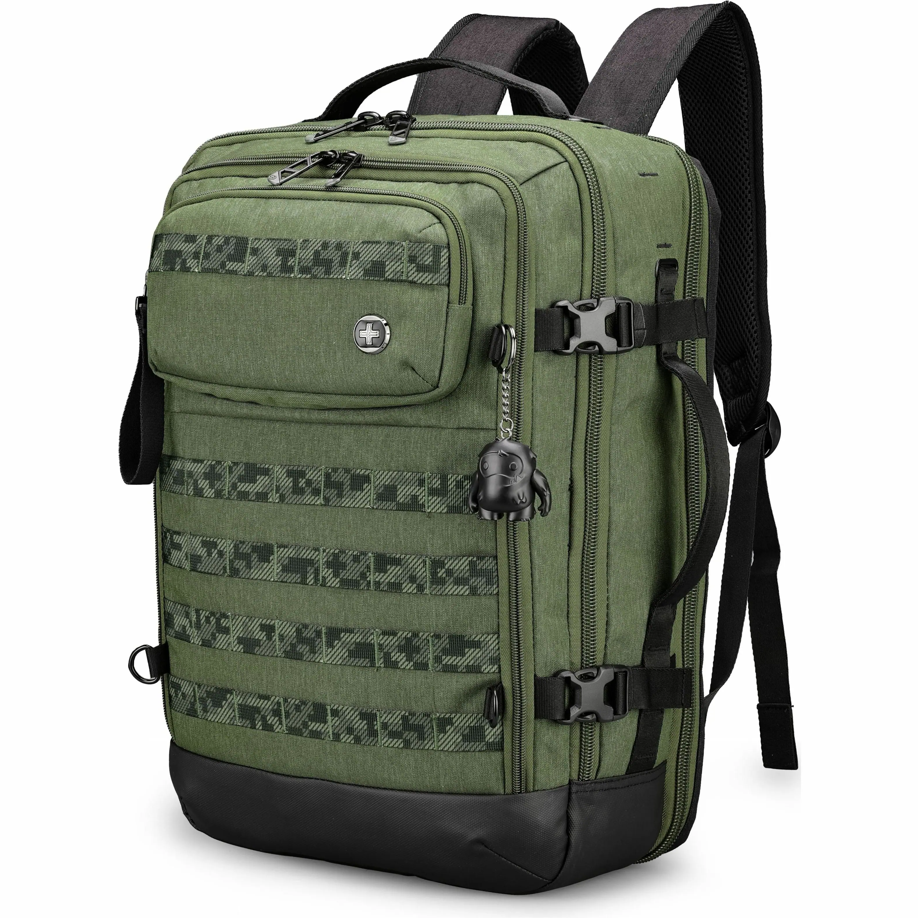 Front. Swissdigital Design - BERG PRO TSA-Friendly Backpack With USB Charging Port RFID Protection and Fits Up to 17″ Laptop - Dark Green.
