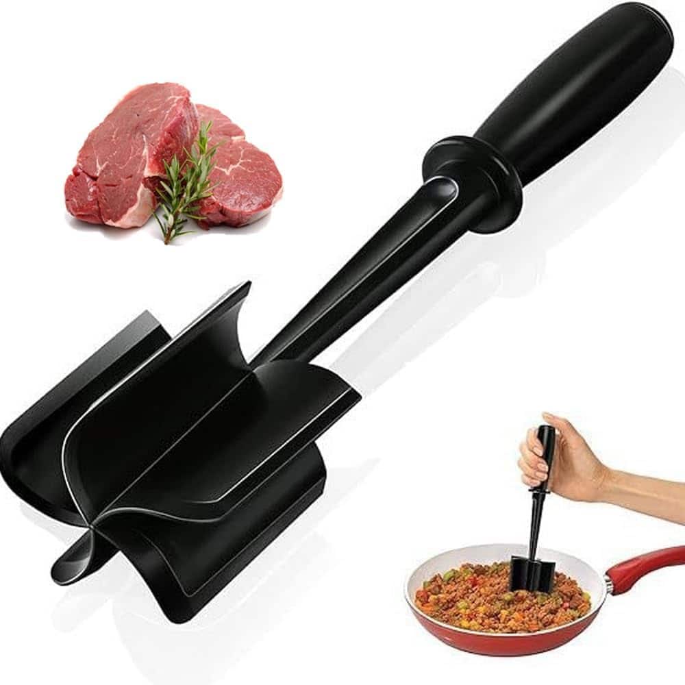 MOSZAR LLC - Meat Masher & Chopper – 5-Blade Nylon Head, Heat-Resistant, Black
