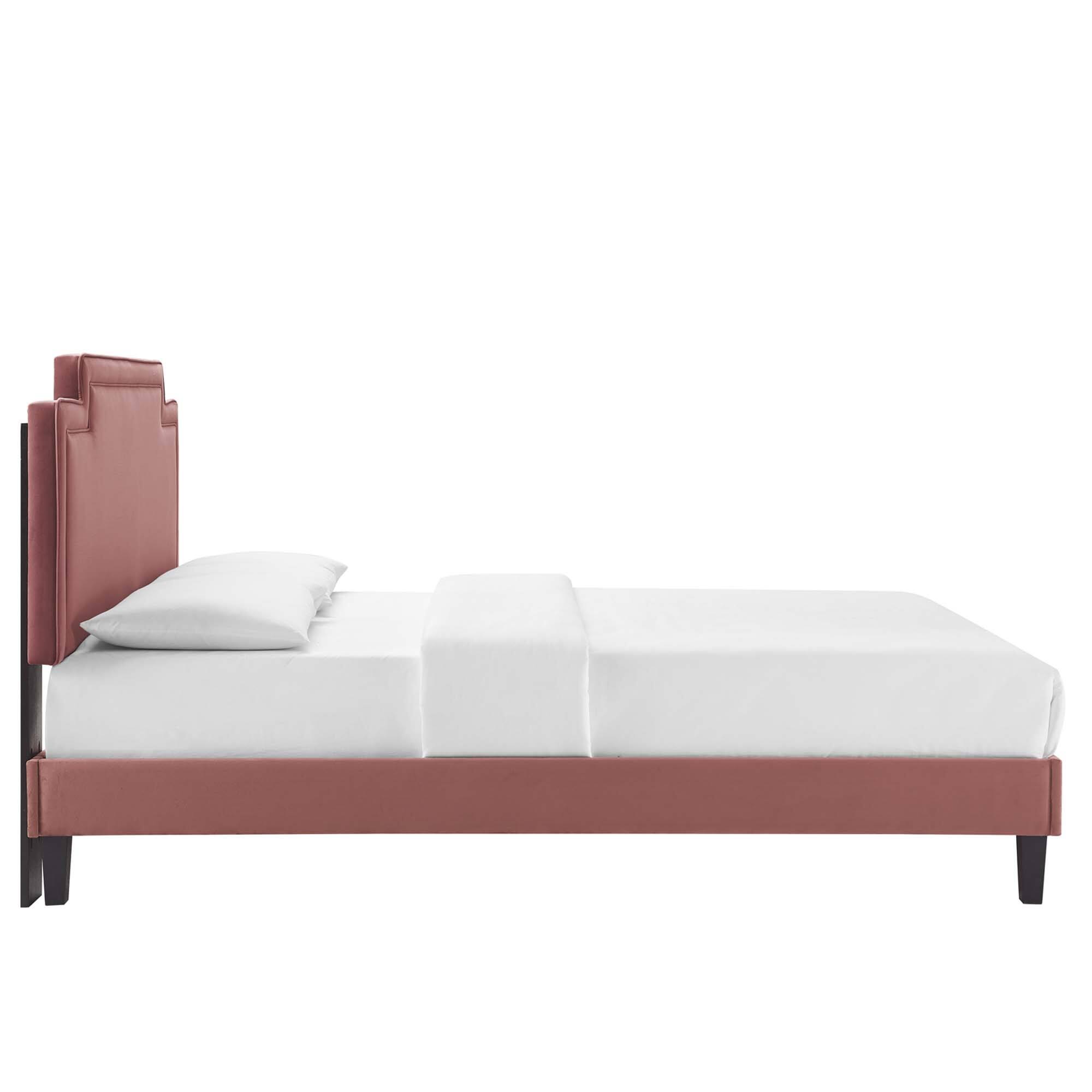 Back. Modway - Garcelle Performance Velvet King Platform Bed - Red.