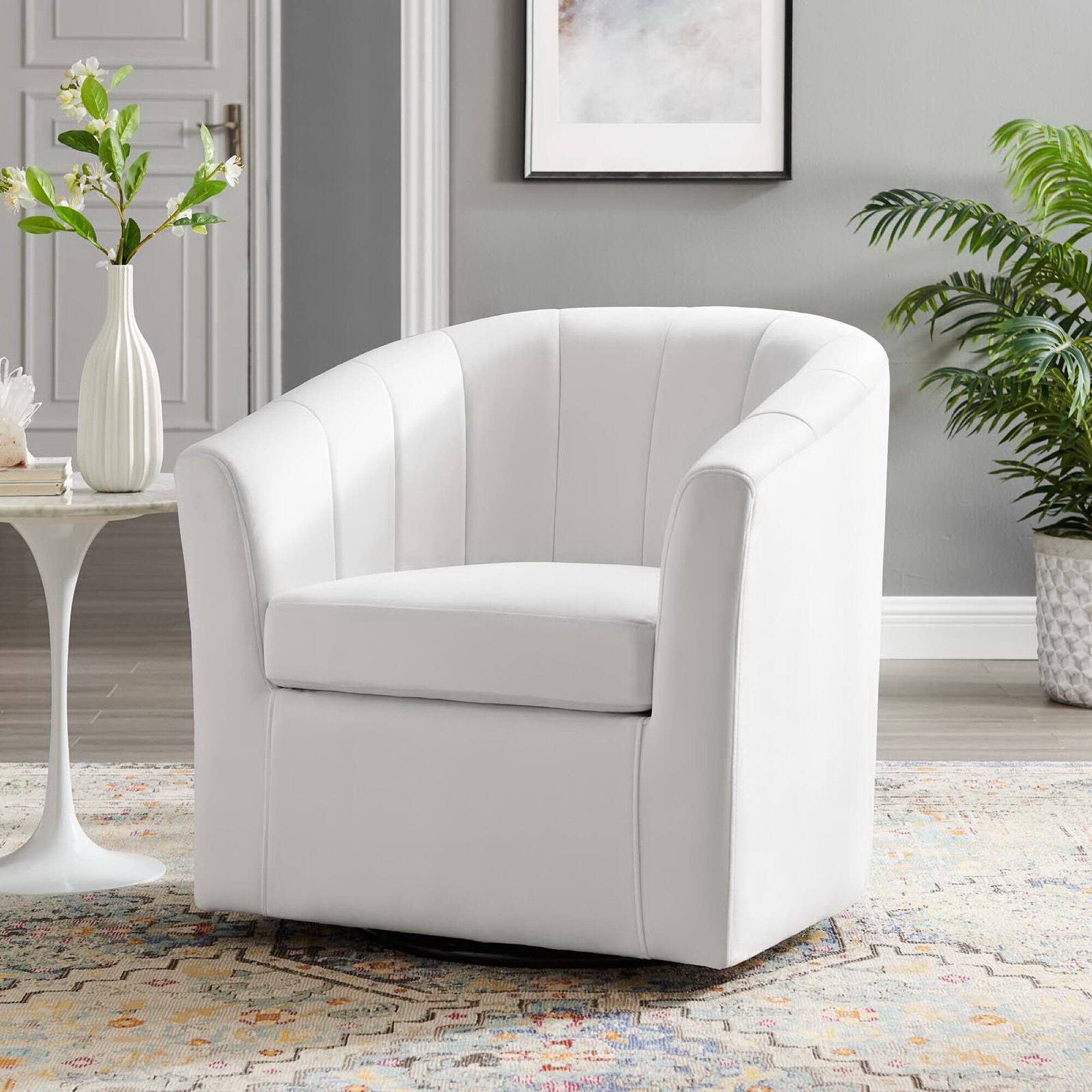 Alt View 2. Modway - Prospect Performance Velvet Swivel Armchair by Modway - White.