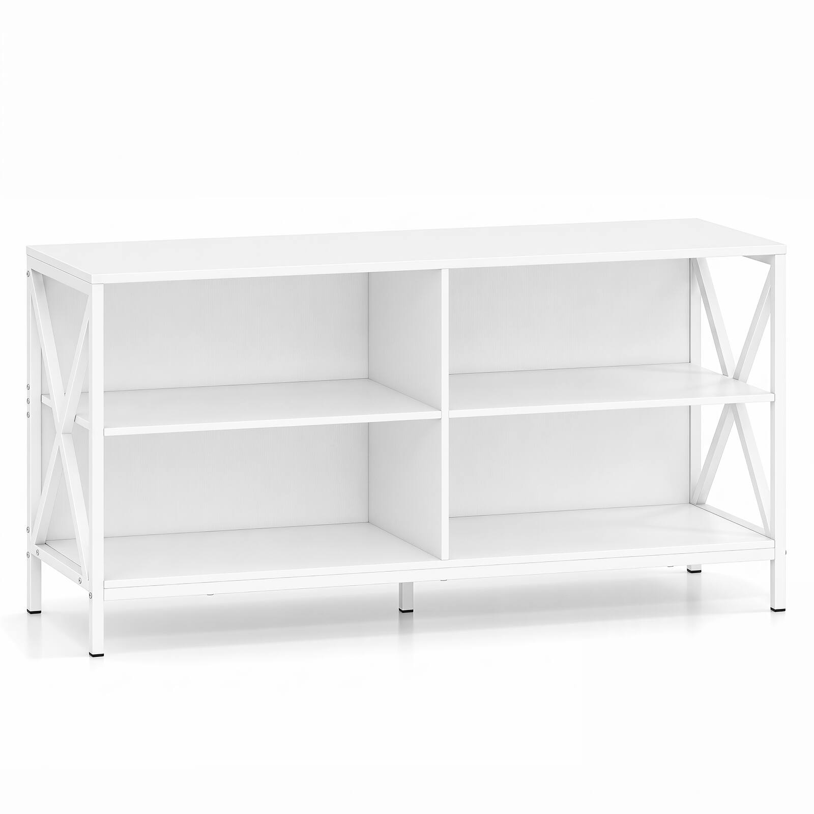 Alt View 9. Gymax - Gymax TV Stand Entertainment Media Center for TV's up to 55'' w/ Storage Shelves White - White.
