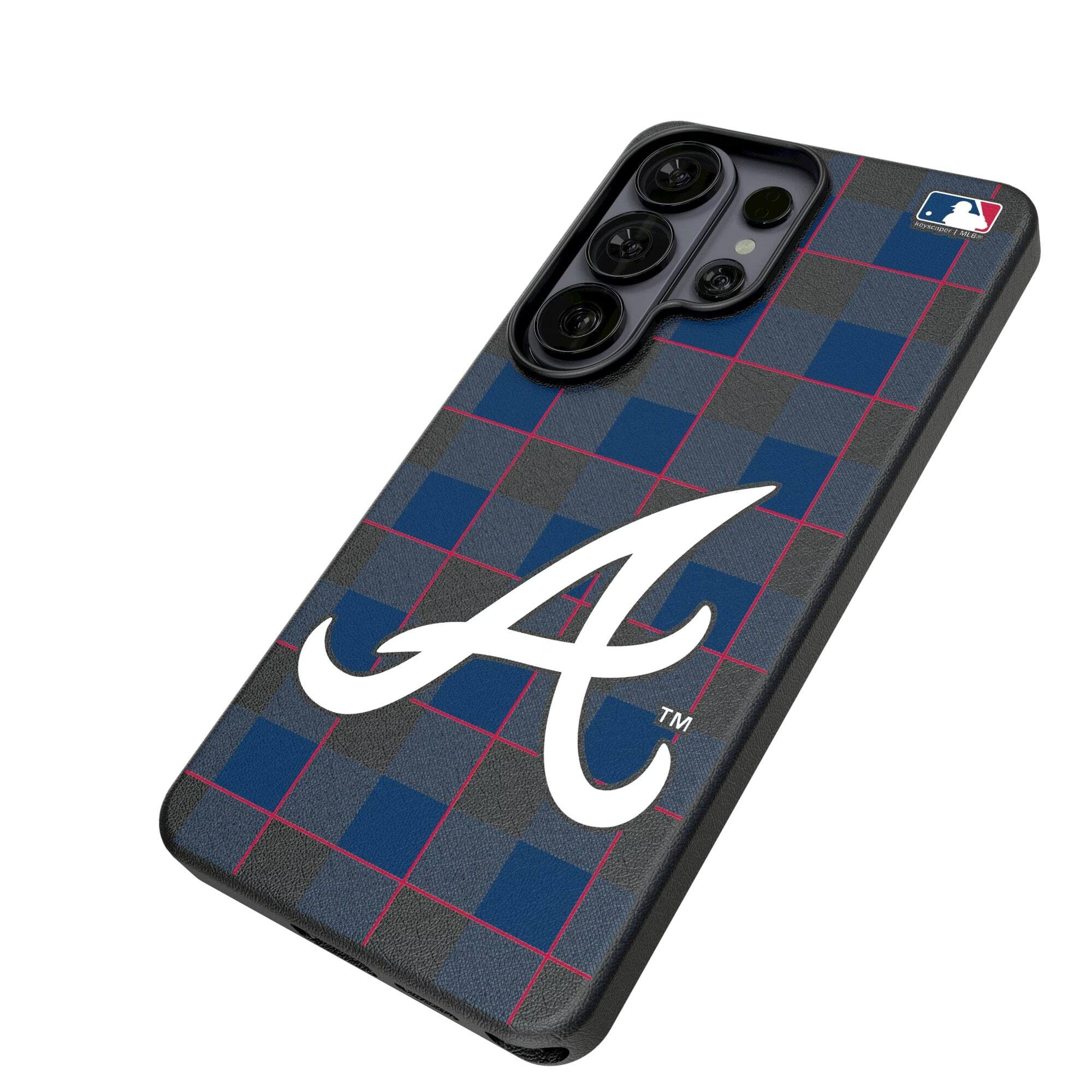 Alt View 1. Keyscaper - Atlanta Braves Plaid Galaxy Magnetic Bump Case - S25 - Black.