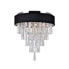 CWI Lighting - Franca 4 Light Drum Shade Flush Mount With Chrome Finish - Black