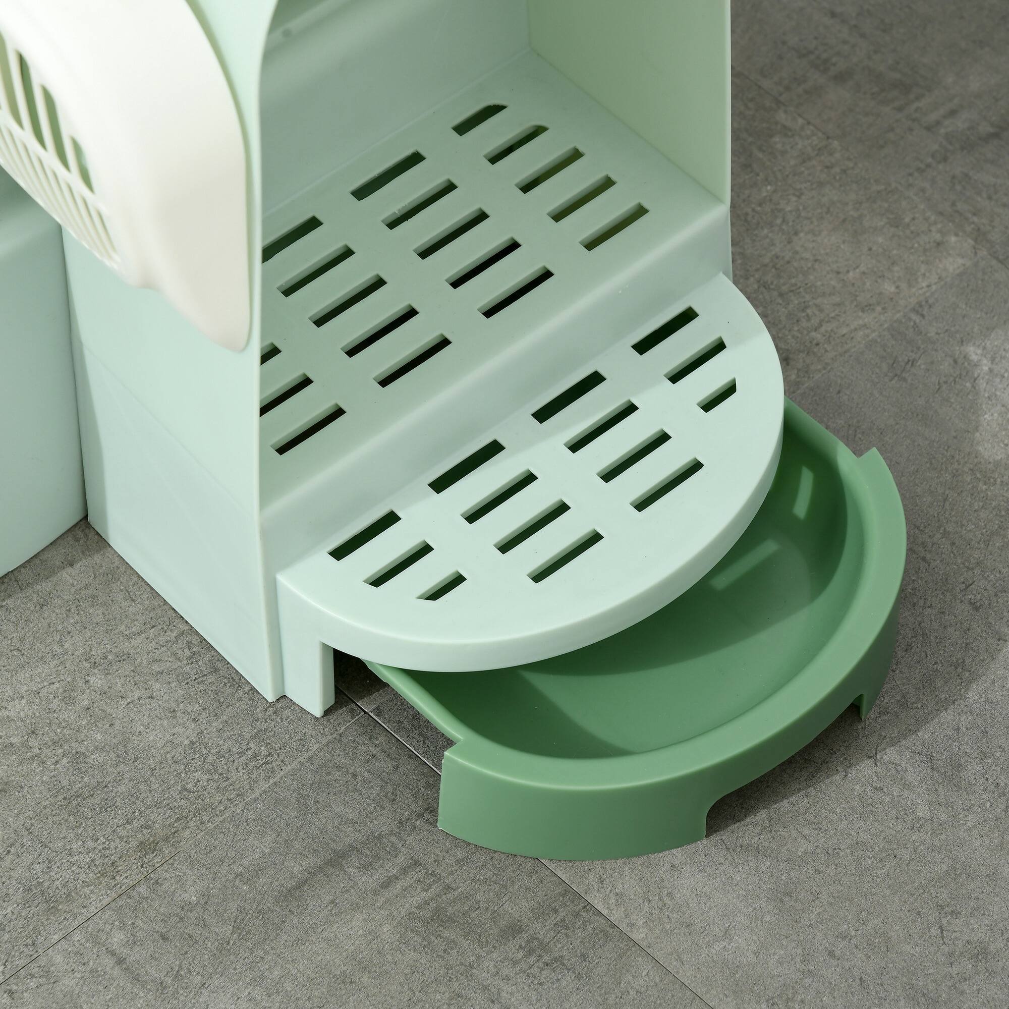 Alt View 8. Pawhut - Cat Litter Box Easy to Clean Open with Scoop - Green.