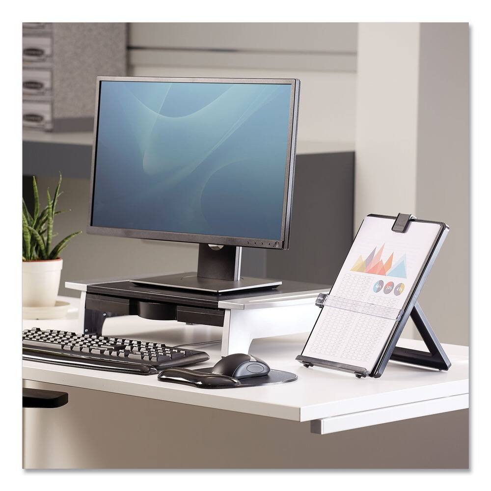 Left. Fellowes - 21106 125 Sheet Capacity Plastic Non-Magnetic Desktop Copyholder - Black.