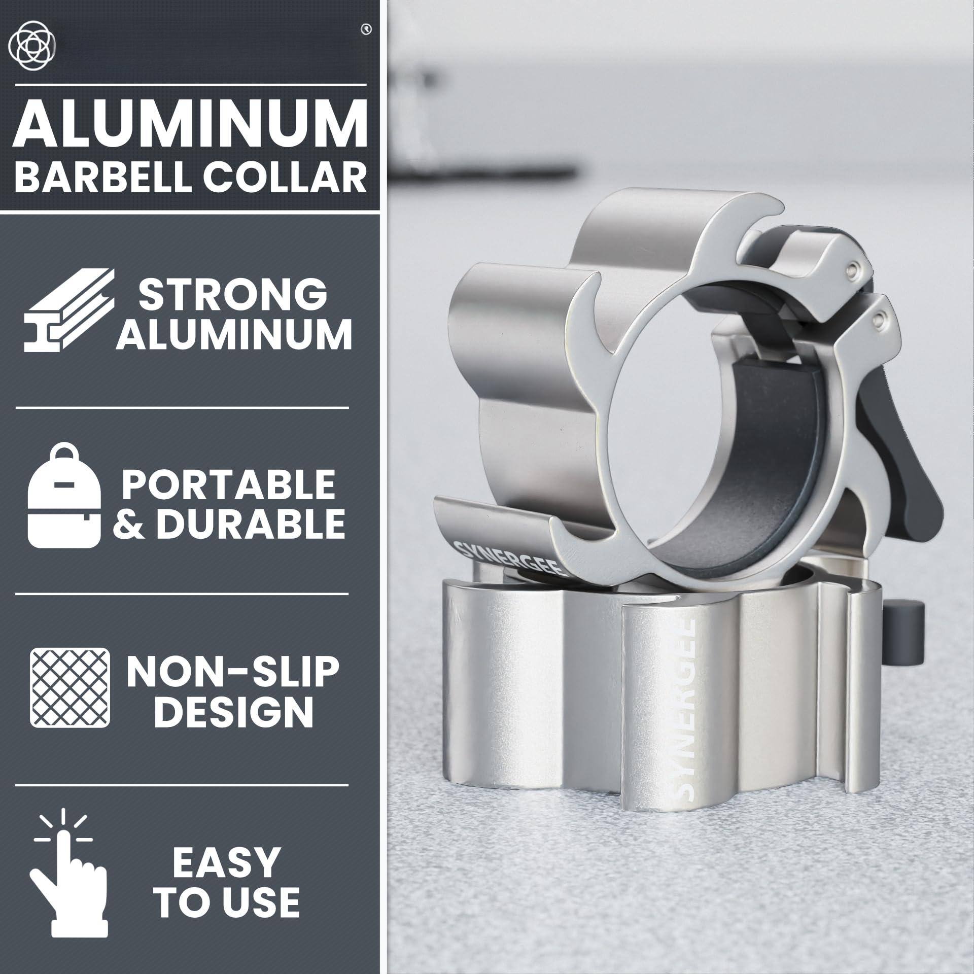 ALUMINUM BARBELL COLLAR

- STRONG ALUMINUM
- PORTABLE & DURABLE
- NON-SLIP DESIGN
- EASY TO USE