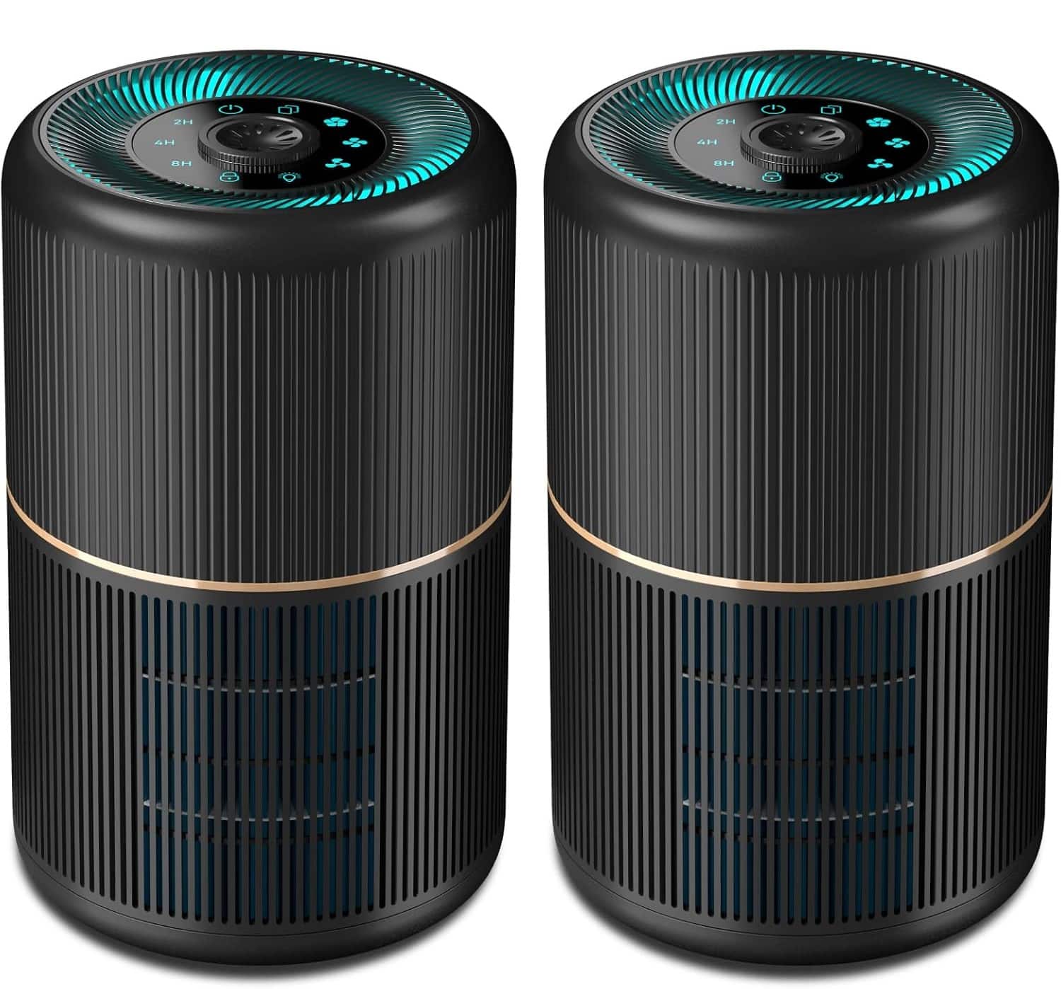 FINEAK - 2 Pack Air Purifier for Home Bedroom, Office Desktop Air Cleaners with 12pcs Fragrance Sponge - Black