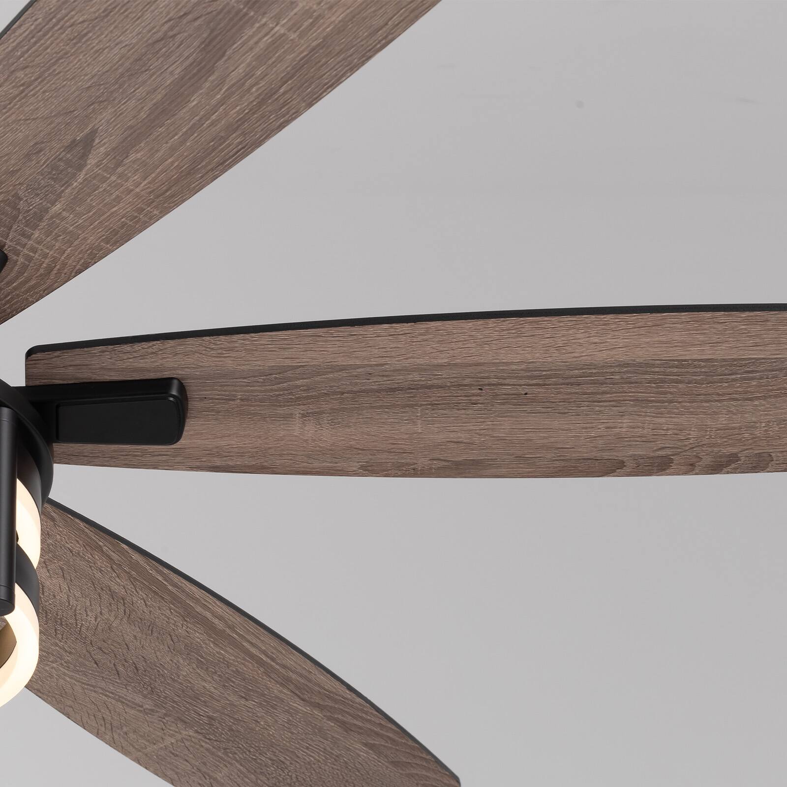 Alt View 4. Siljoy - 60-in Farmhouse Ceiling Fan with Light and Remote Control Include Use LED for Indoor and Outdoor - Matte Black.