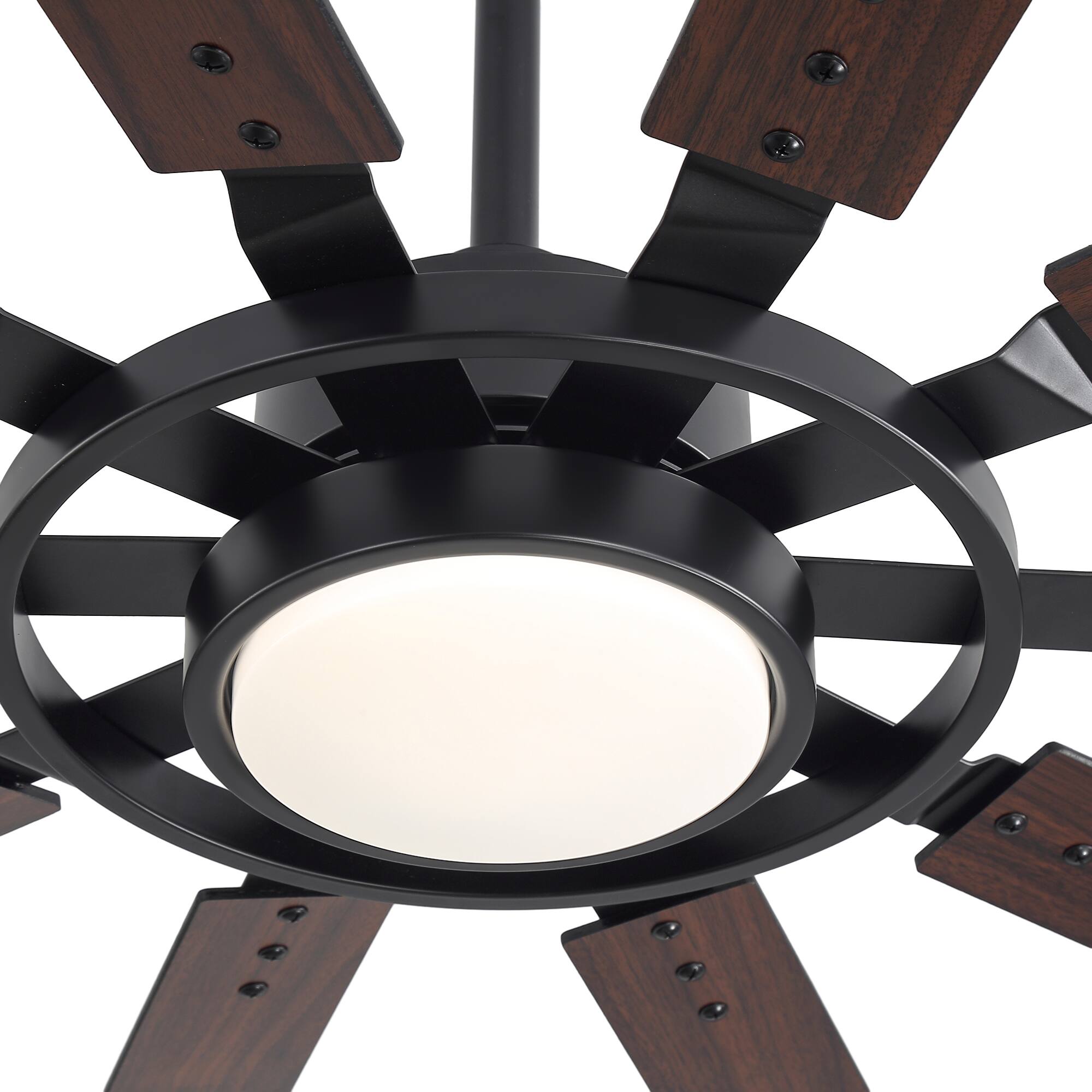 Alt View 5. Breezary - 80-Inch Large Ceiling Fan with LED Light, 10 Blades, DC Motor, Reversible Airflow, 6 Speeds, Timer and Remote Control - Black and Walnut.