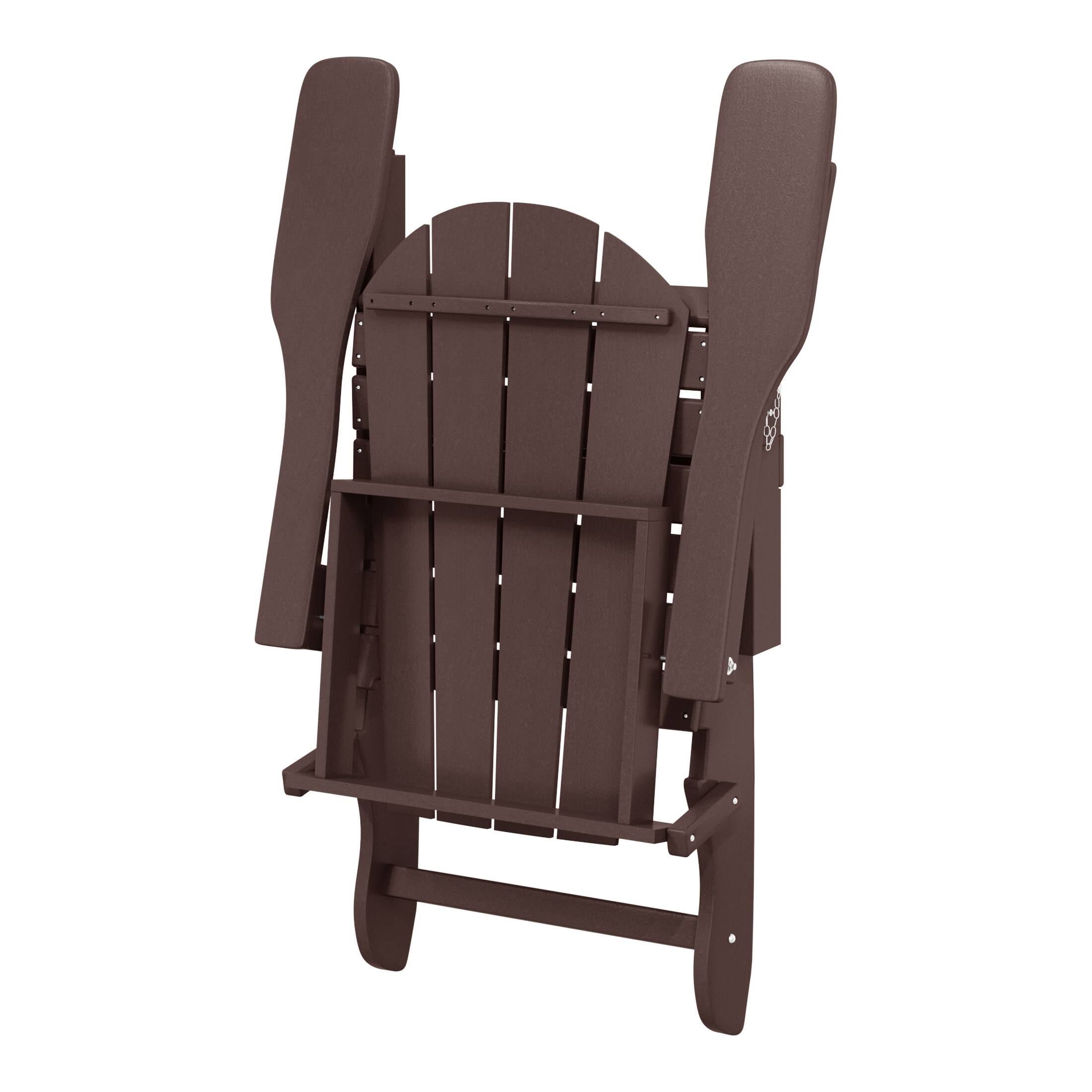 Alt View 4. WestinTrends - WestinTrends Malibu Outdoor HDPE Folding Poly Adirondack Chairs (Set of 4) - Dark Brown.