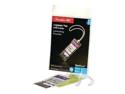 Sewingline GBC  
Luggage Tag with Loop  
Laminating Pouches  
SelfSeal  
No Glue Required  
8 in x 5 in  
24 Pouches