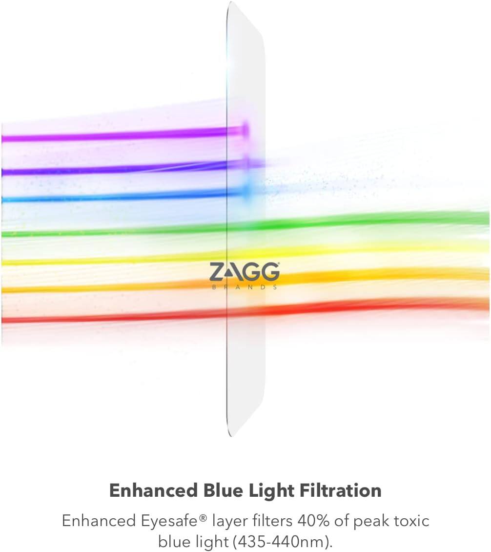 ZAGG BRANDS Enhanced Blue Light Filtration

Enhanced Eyesafe® layer filters 40% of peak toxic blue light (435-440nm).