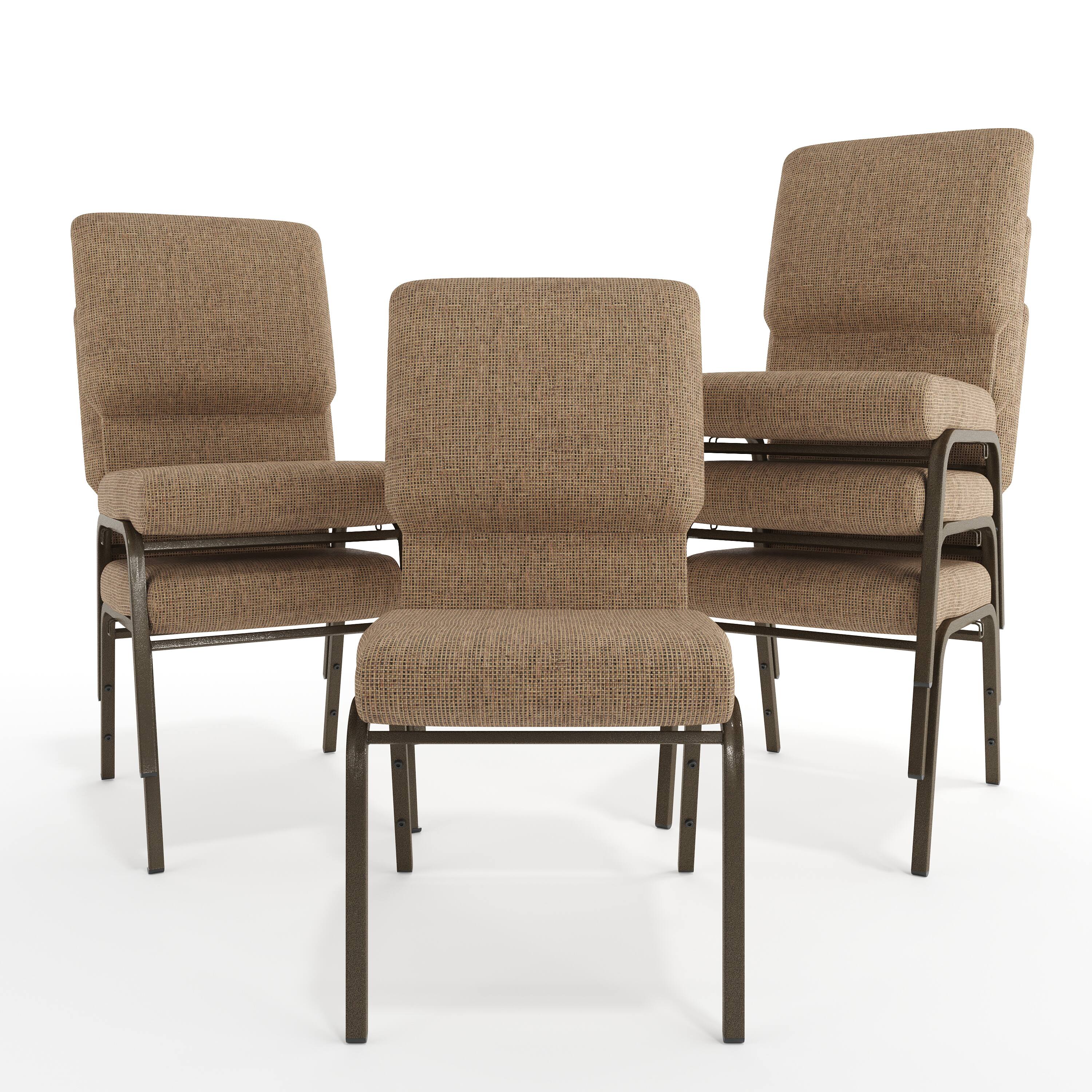 Alt View 10. Emma + Oliver - Church Chairs 18.5 in. Wide - Mixed Tan Fabric/Gold Vein Frame.