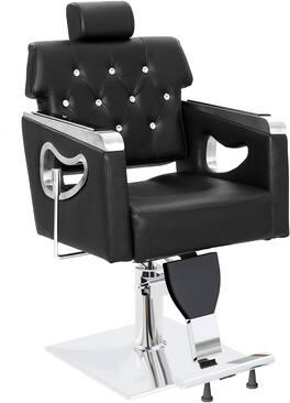 Winado - Vintage Salon Chair with Hydraulic Pump & Recline Backrest & Adjustable Headrest & Footrest for Beauty Spa Barbershop - Black
