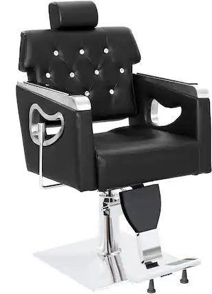 Front. Winado - Vintage Salon Chair with Hydraulic Pump & Recline Backrest & Adjustable Headrest & Footrest for Beauty Spa Barbershop - Black.