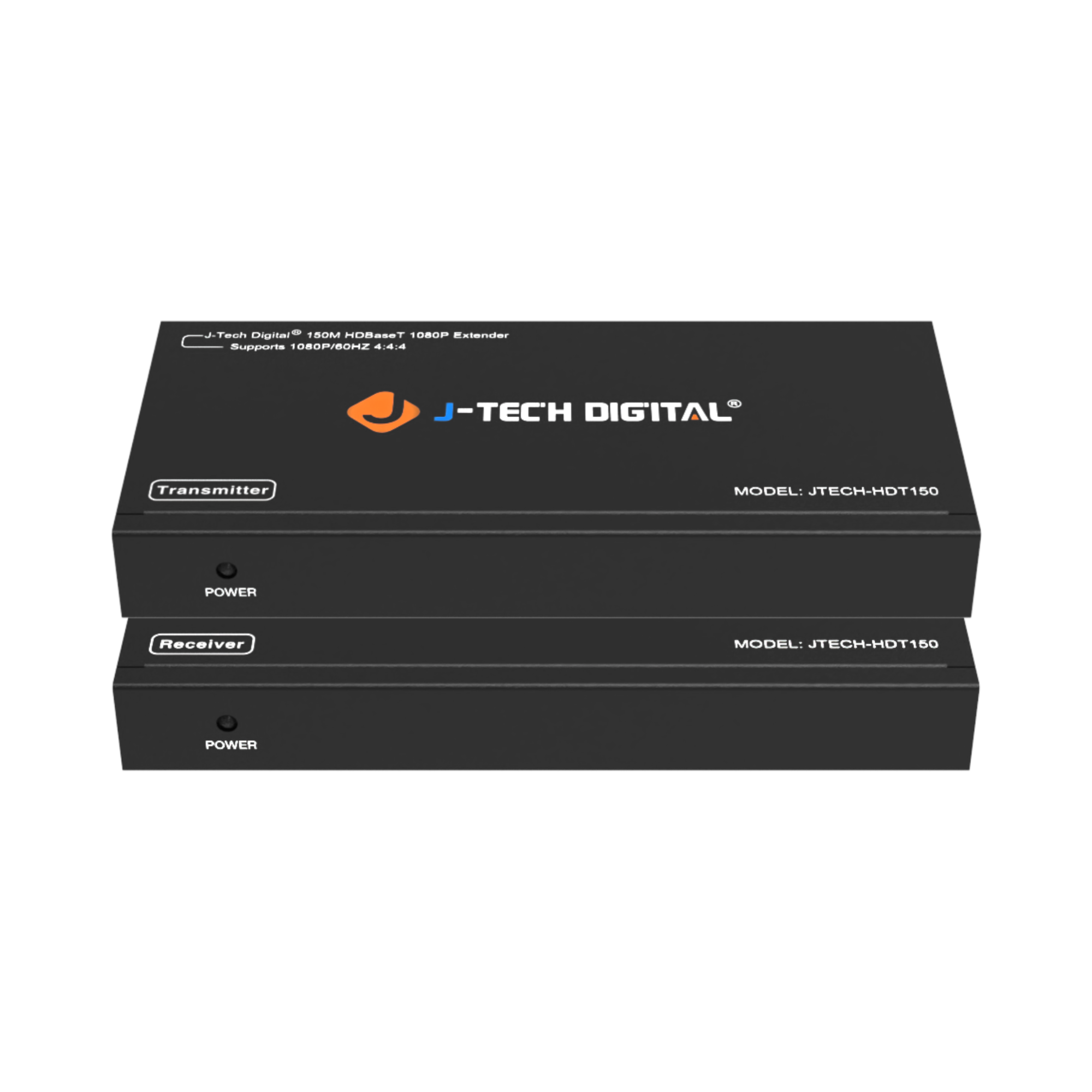 J-Tech Digital - 1080P 60Hz HDBaseT HDMI Extender Balun Over Ethernet (492ft) - Black