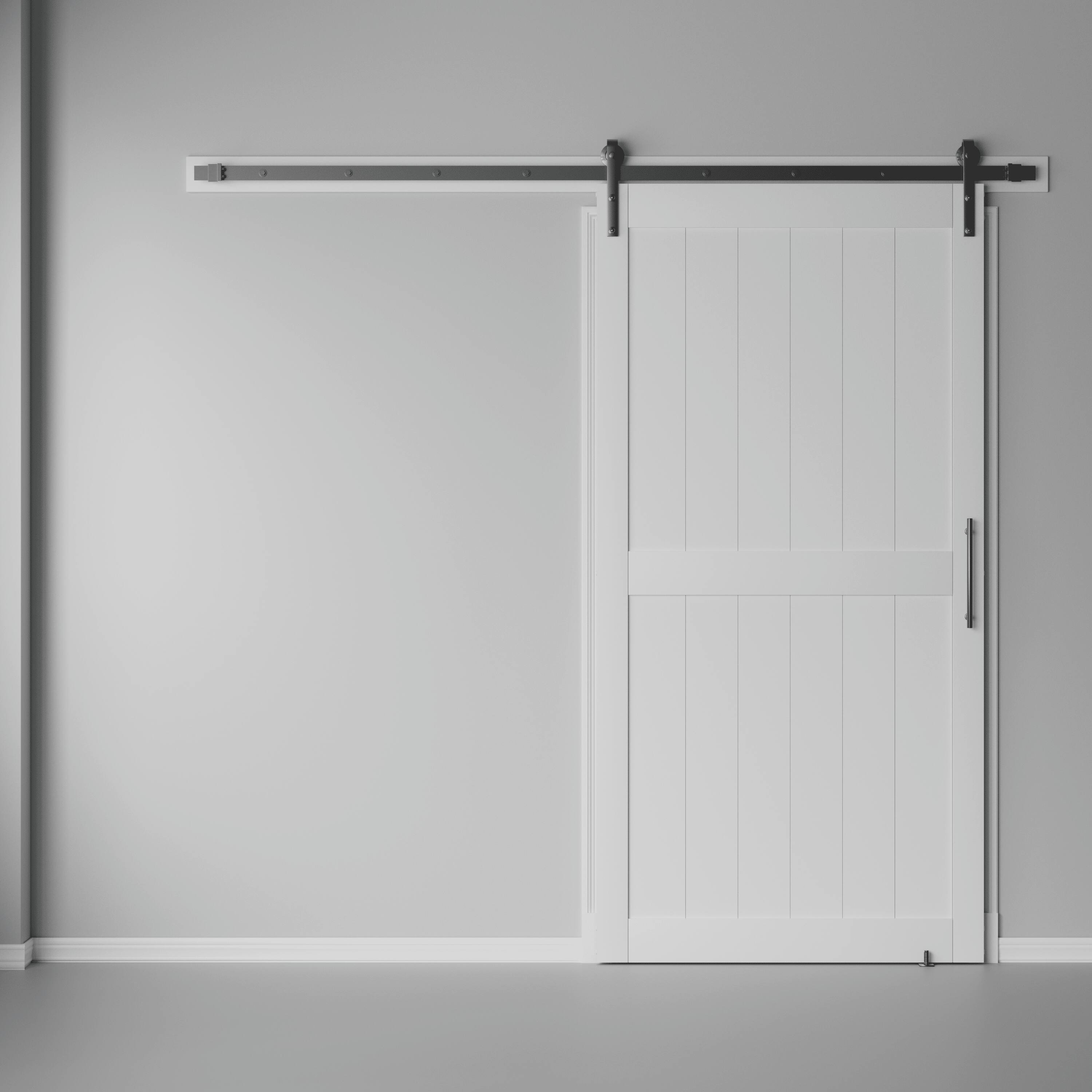 Left. Mirfee - Modern White Sliding Barn Door with Full Hardware Accessories - White.