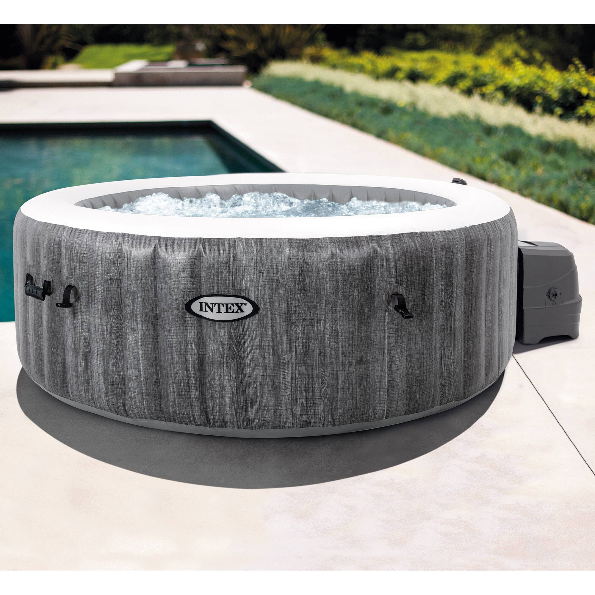 Alt View 7. Intex - Intex PureSpa Plus Inflatable Bubble Jet Hot Tub with Non-Slip Seats, (2 Pack) - Gray.