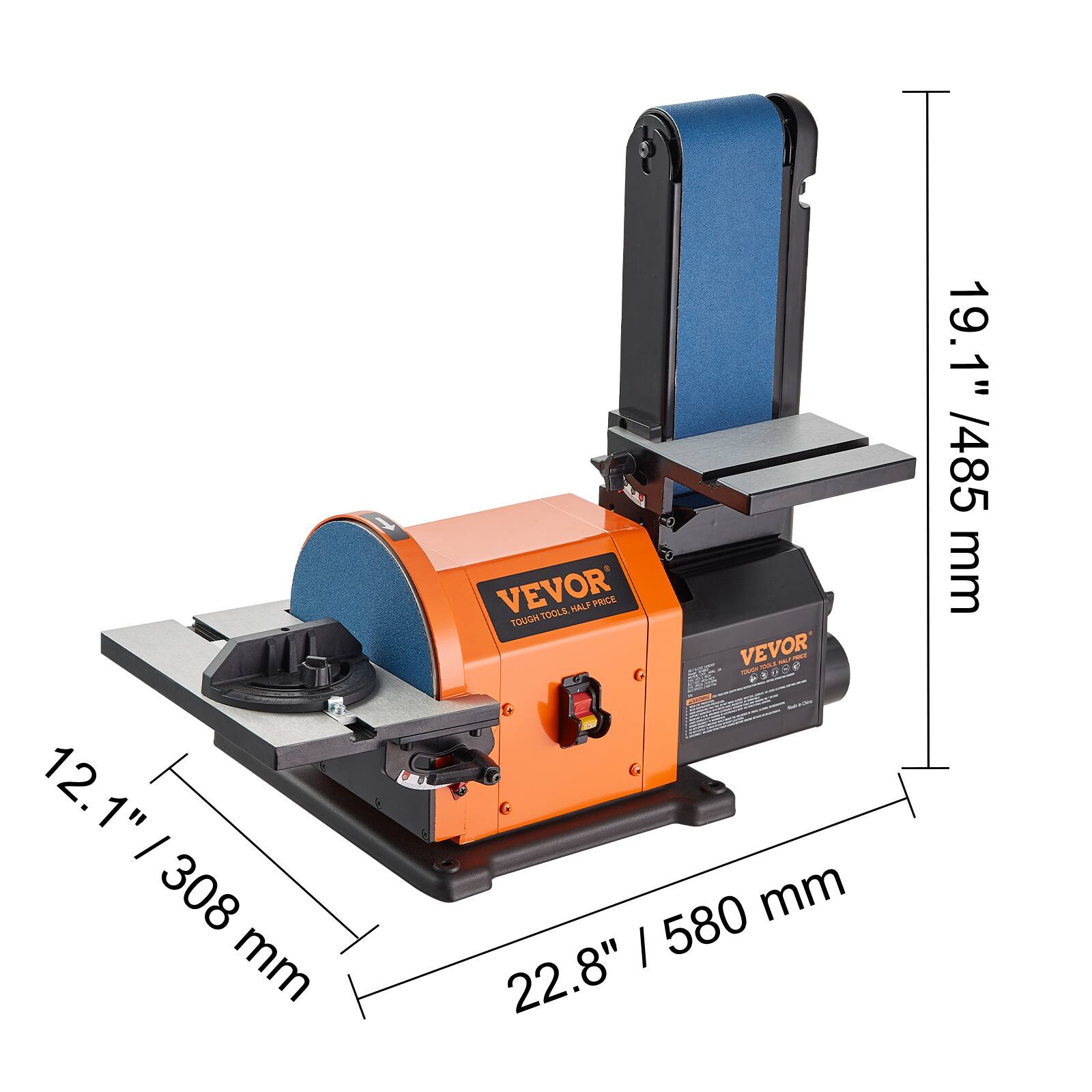 12.1" / 308 mm  
19.1" / 485 mm  
22.8" / 580 mm