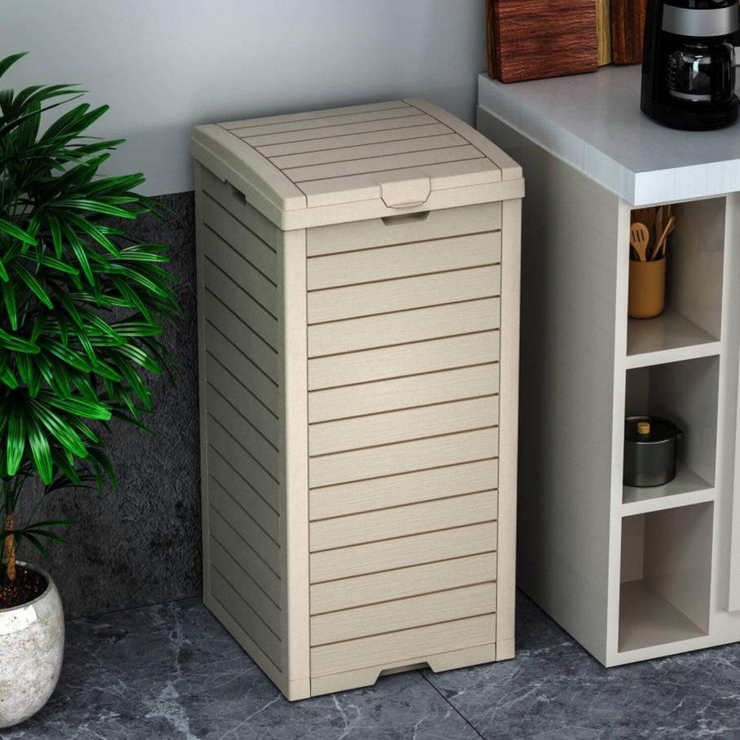 Alt View 9. Mondawe - 31 Gallons PP All-Weather Outdoor Trash Can - Light Brown.