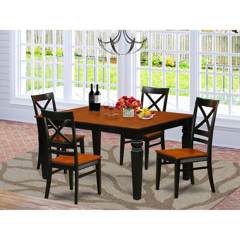 Back. East West Furniture - 5 Pc Kitchen table set with a Kitchen Table and 4 Wood Dining Chairs in Black - Black & Cherry.