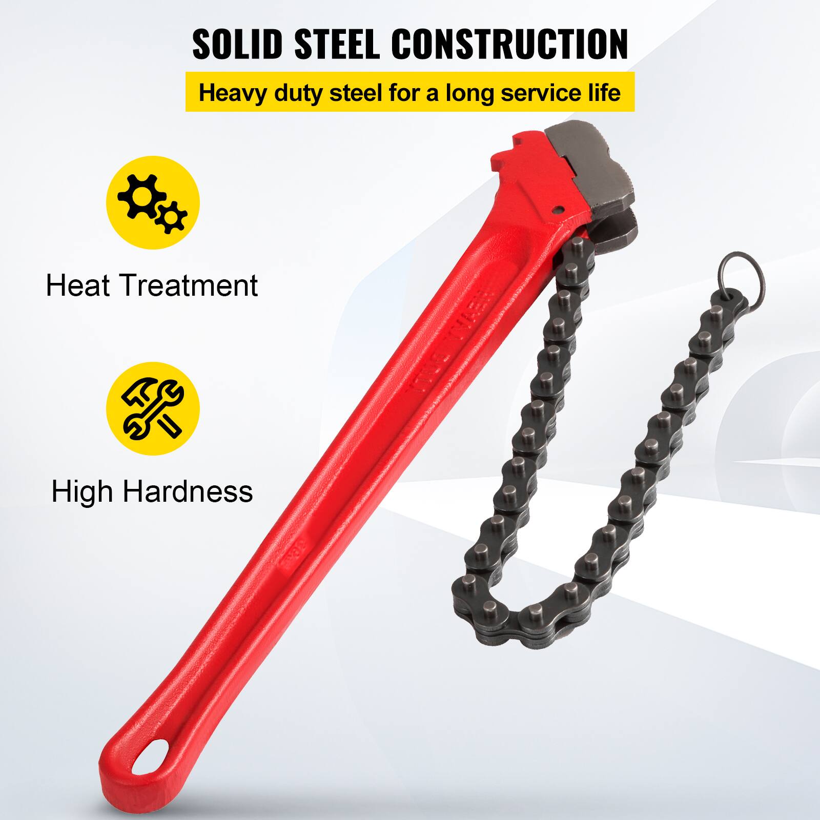 SOLID STEEL CONSTRUCTION  
Heavy duty steel for a long service life  

Heat Treatment  
High Hardness