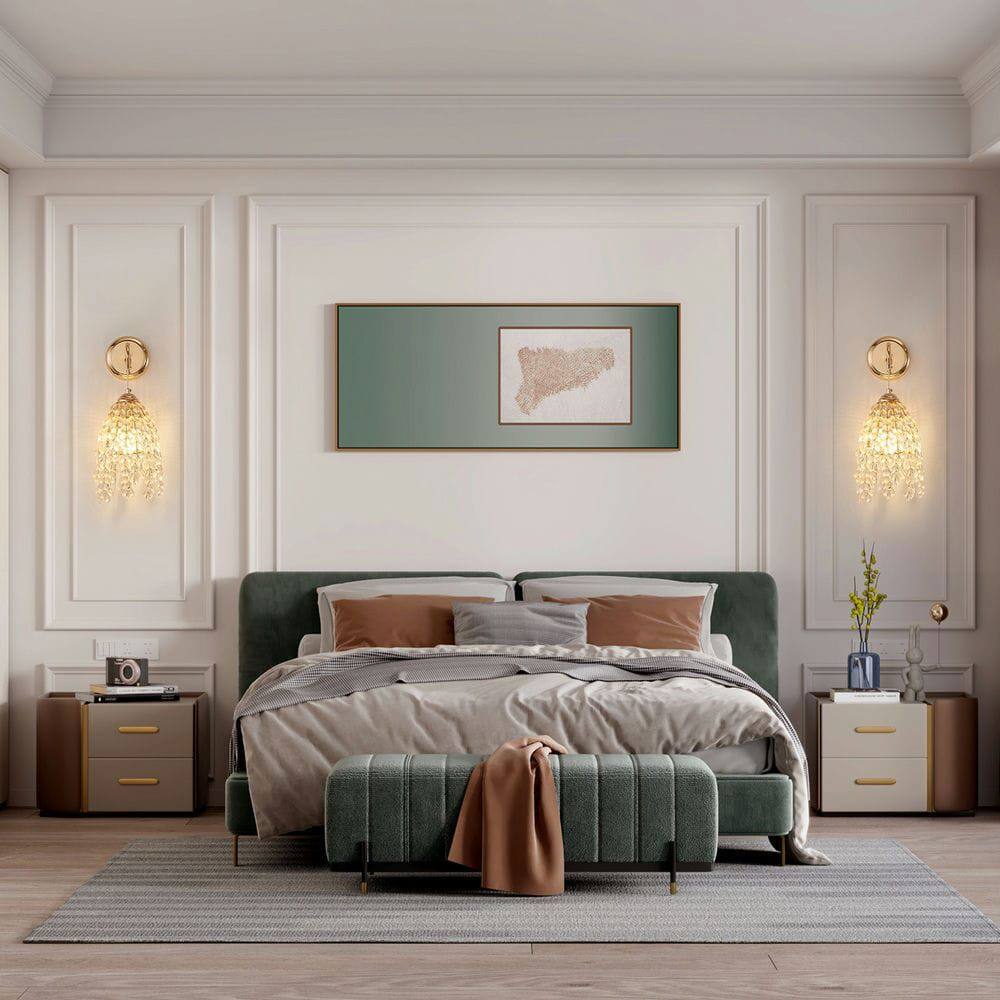 Alt View 6. Kadyn - Set of 2 Gold Frame and Crystal Grape-Shaped Bead String Wall Sconces , E12 Bulb Socket, Gold - Gold.